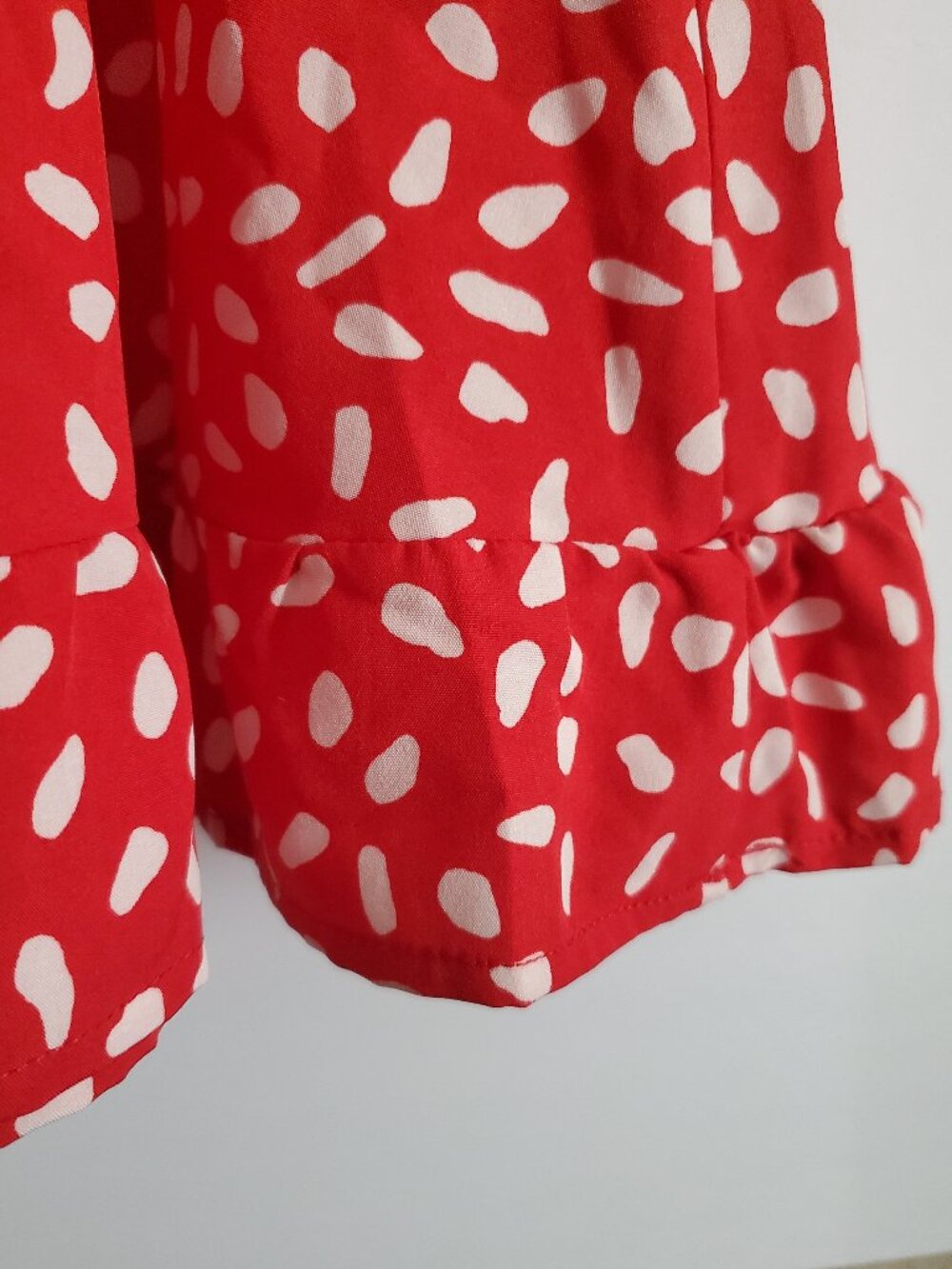 Shein Umgee Red Blue Dalmation Print Summer Dresses Vneck Ruffle Sleeveless - Picture 6 of 13